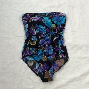 Miraclesuit Strapless Floral Swimsuit Size 14